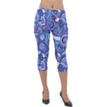 Patterns, Doodles, Pattern, Colorful Lightweight Velour Capri Leggings 