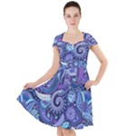 Patterns, Doodles, Pattern, Colorful Cap Sleeve Midi Dress With Pockets