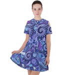 Patterns, Doodles, Pattern, Colorful Short Sleeve Shoulder Cut Out Dress 