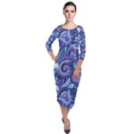 Patterns, Doodles, Pattern, Colorful Quarter Sleeve Midi Velour Bodycon Dress