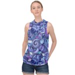 Patterns, Doodles, Pattern, Colorful High Neck Satin Top