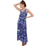 Patterns, Doodles, Pattern, Colorful V-Neck Chiffon Maxi Dress