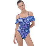 Patterns, Doodles, Pattern, Colorful Frill Detail One Piece Swimsuit