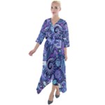 Patterns, Doodles, Pattern, Colorful Quarter Sleeve Wrap Front Maxi Dress