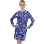 Patterns, Doodles, Pattern, Colorful Long Sleeve Hoodie Dress