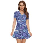 Patterns, Doodles, Pattern, Colorful V-Neck High Waist Chiffon Mini Dress