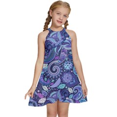 Kids  Halter Collar Waist Tie Chiffon Dress 