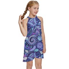 Kids  Halter Collar Waist Tie Chiffon Dress 