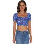 Patterns, Doodles, Pattern, Colorful Short Sleeve Square Neckline Crop Top 