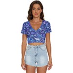 Patterns, Doodles, Pattern, Colorful V-Neck Crop Top