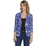 Patterns, Doodles, Pattern, Colorful Women s One-Button 3/4 Sleeve Short Jacket