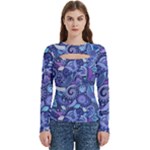 Patterns, Doodles, Pattern, Colorful Women s Cut Out Long Sleeve T-Shirt