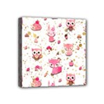 Pink Woodland Animals, Koteto Mini Canvas 4  x 4  (Stretched)