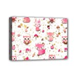 Pink Woodland Animals, Koteto Mini Canvas 7  x 5  (Stretched)