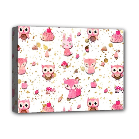 Pink Woodland Animals, Koteto Deluxe Canvas 16  x 12  (Stretched)  from ArtsNow.com