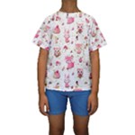 Pink Woodland Animals, Koteto Kids  Short Sleeve Swimwear