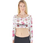 Pink Woodland Animals, Koteto Long Sleeve Crop Top