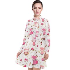 Long Sleeve Chiffon Shirt Dress 