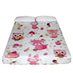 Pink Woodland Animals, Koteto Fitted Sheet (Queen Size)