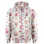 Pink Woodland Animals, Koteto Men s Zipper Hoodie