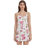 Pink Woodland Animals, Koteto Body Wrap Sleeveless V-Neck Mini Dress