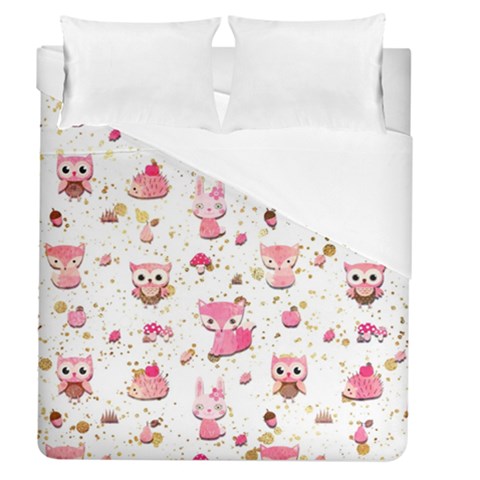 Pink Woodland Animals, Koteto Duvet Cover (Queen Size) from ArtsNow.com