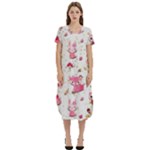 Pink Woodland Animals, Koteto T-Shirt Midi Dress With Pockets