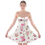 Pink Woodland Animals, Koteto Strapless Bra Top Dress