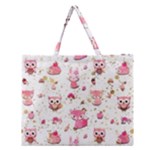 Pink Woodland Animals, Koteto Zipper Large Tote Bag