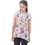 Pink Woodland Animals, Koteto Cap Sleeve High Low Top