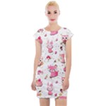 Pink Woodland Animals, Koteto Cap Sleeve Bodycon Dress