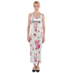 Pink Woodland Animals, Koteto Fitted Maxi Dress