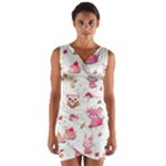 Pink Woodland Animals, Koteto Wrap Front Bodycon Dress