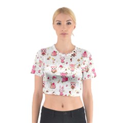 Pink Woodland Animals, Koteto Cotton Crop Top from ArtsNow.com