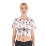 Pink Woodland Animals, Koteto Cotton Crop Top