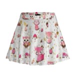 Pink Woodland Animals, Koteto Mini Flare Skirt