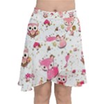 Pink Woodland Animals, Koteto Chiffon Wrap Front Skirt