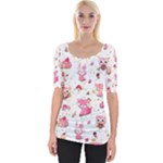 Pink Woodland Animals, Koteto Wide Neckline T-Shirt