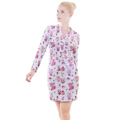 Button Long Sleeve Dress 