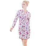 Pink Woodland Animals, Koteto Button Long Sleeve Dress