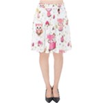 Pink Woodland Animals, Koteto Velvet High Waist Skirt