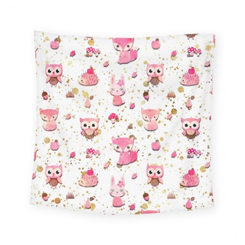 Pink Woodland Animals, Koteto Square Tapestry (Small) from ArtsNow.com