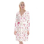 Pink Woodland Animals, Koteto Long Sleeve Velvet Front Wrap Dress