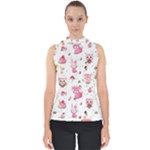 Pink Woodland Animals, Koteto Mock Neck Shell Top