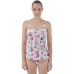 Pink Woodland Animals, Koteto Twist Front Tankini Set