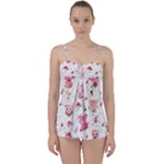 Pink Woodland Animals, Koteto Babydoll Tankini Top