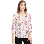 Pink Woodland Animals, Koteto Chiffon Quarter Sleeve Blouse