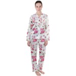 Pink Woodland Animals, Koteto Women s Long Sleeve Satin Pajamas Set	