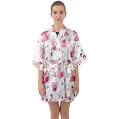 Half Sleeve Satin Kimono  