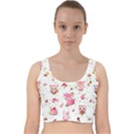 Pink Woodland Animals, Koteto Velvet Racer Back Crop Top